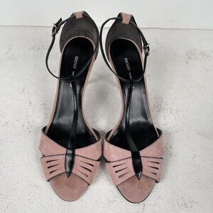 DKNY Pink Art Deco Heels Womens 10 Made in Italy Stiletto